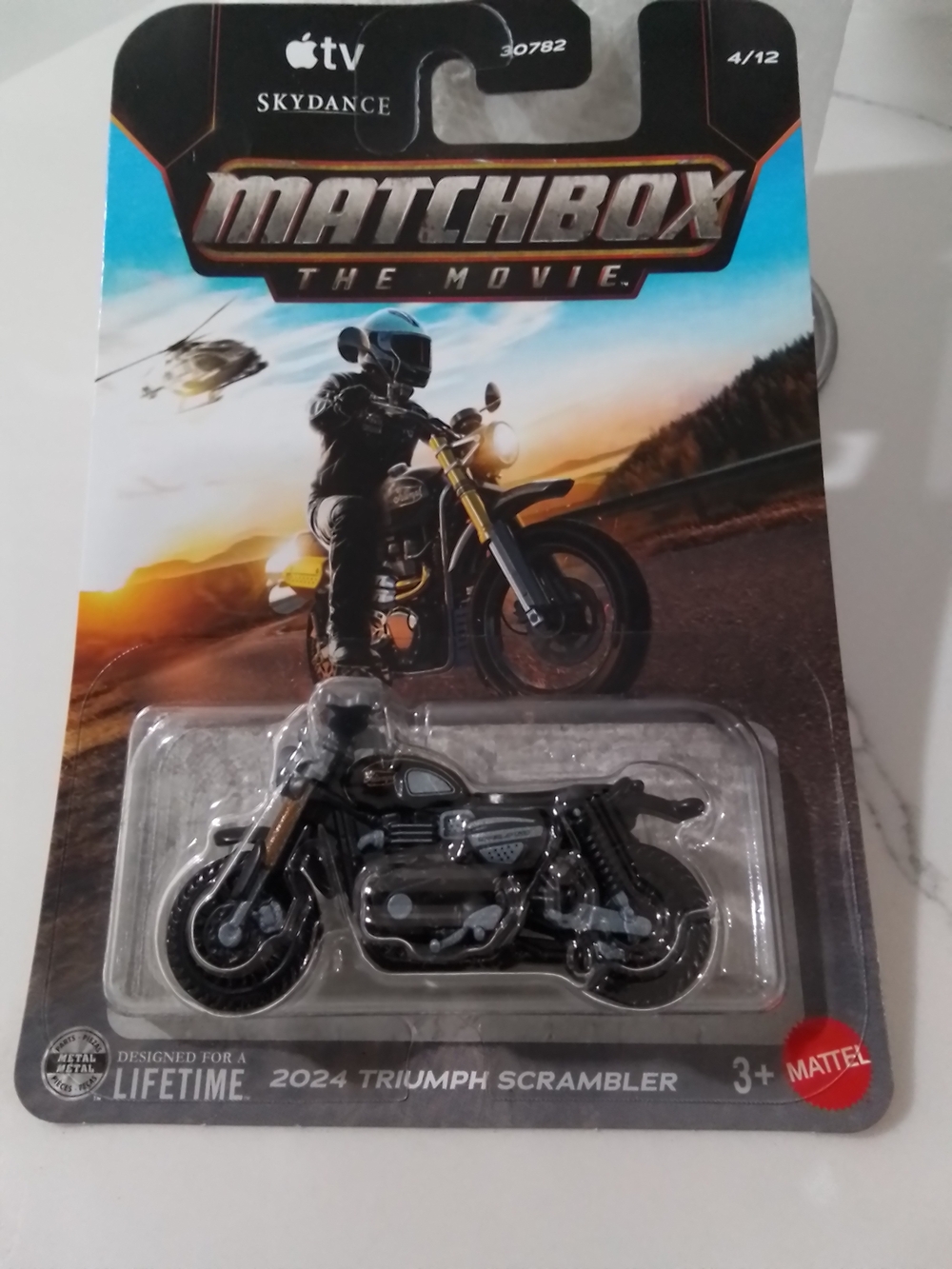 Matchbox Black 2024 Triumph Scrambler Die-Cast Toy Motorcycle